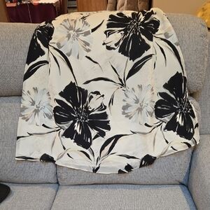 Talbots Black and Cream Floral A-Line Skirt